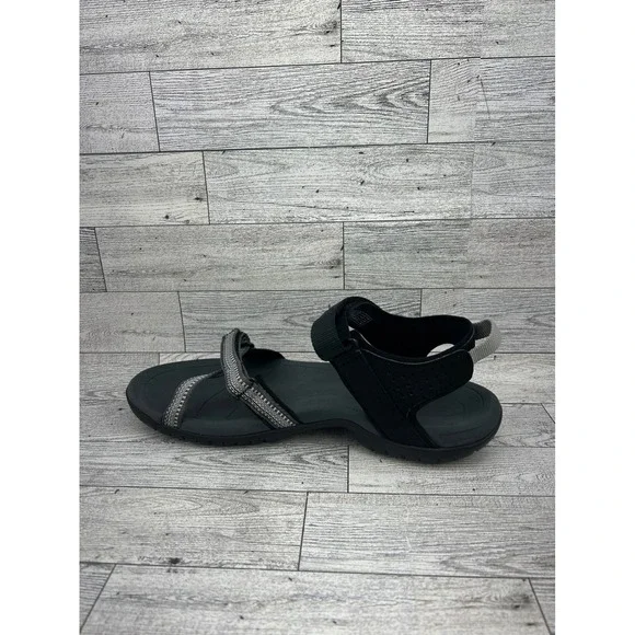 Teva Women's Black Grey Woven Strappy Adjustable Sandals Size 8 Comfort Walking - Picture 6 of 10